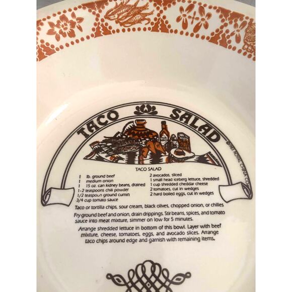 Vintage 1983 Royal China Garden Classics Ceramic Taco Salad Serving Bowl Recipe - Picture 3 of 5